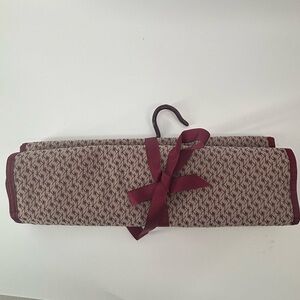 1980 Mary Kay vintage hanging cosmetic bag classic MK logo print roll up style